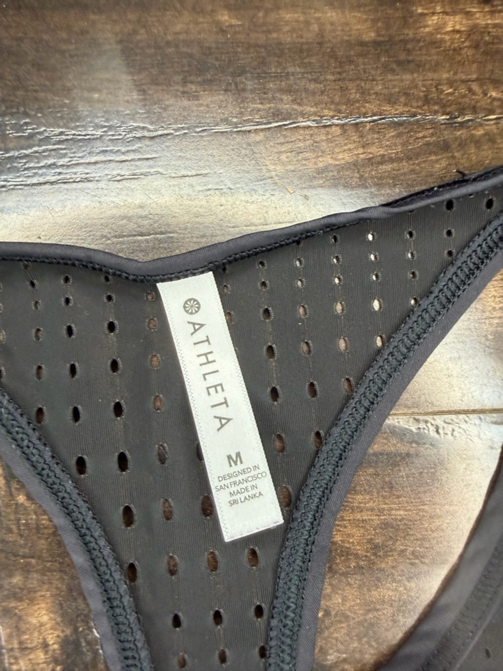 Athleta Black Laser Cut Mesh Racerback Tank Top Size M Training Gym Yoga - Picture 2 of 8
